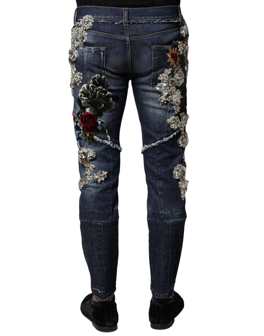 Dolce &amp; Gabbana Blue Cotton Rhinestone Embellish Denim Jeans