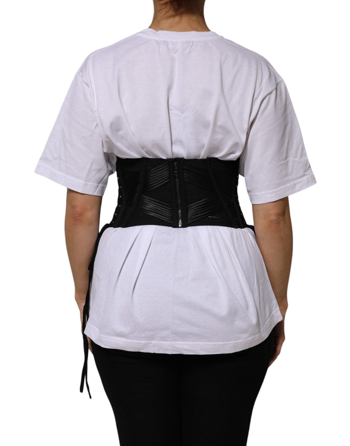 Dolce &amp; Gabbana Black Cotton Waist LaceUp Strap Corset Belt
