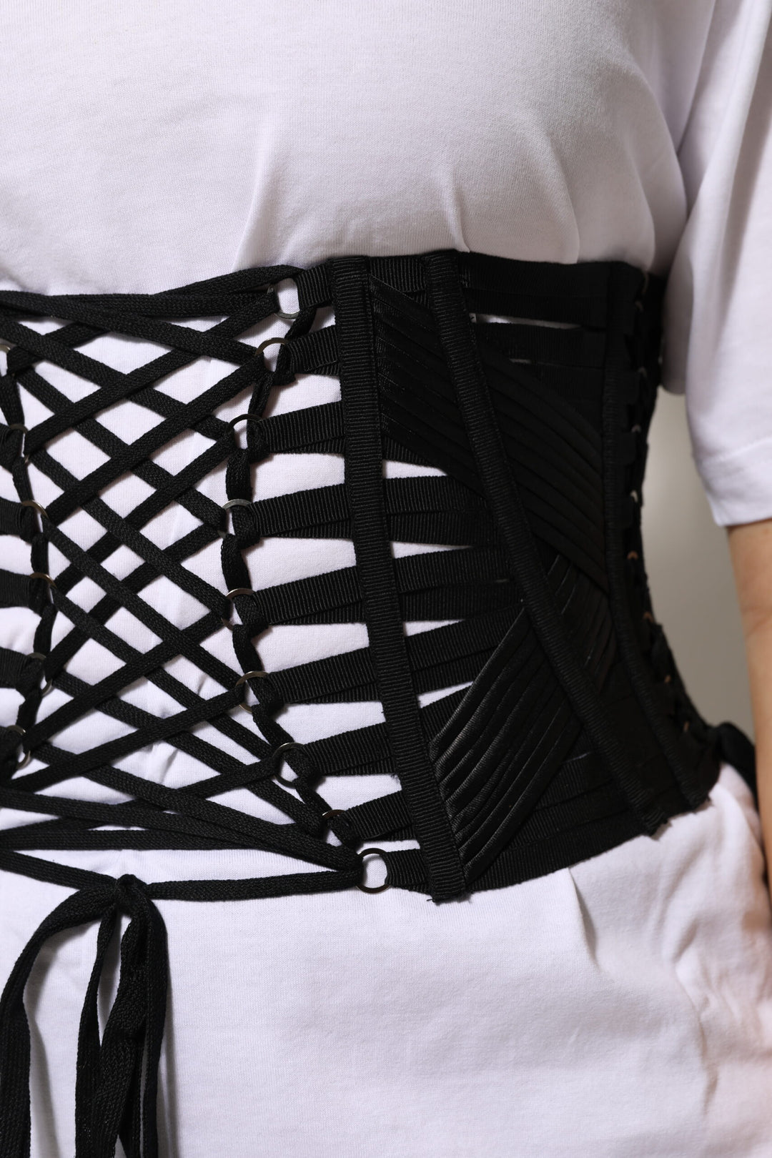 Dolce &amp; Gabbana Black Cotton Waist LaceUp Strap Corset Belt