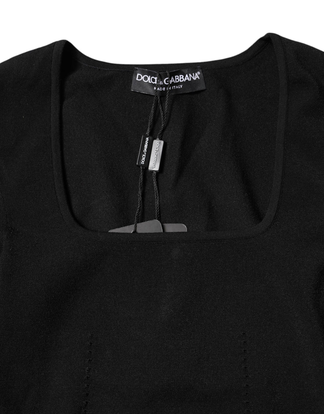 Dolce &amp; Gabbana Black Square Neck Long Sleeves Pullover Top