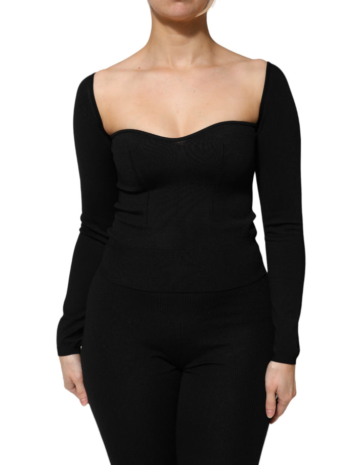 Dolce &amp; Gabbana Black Viscose Long Sleeve Pullover Blouse Top