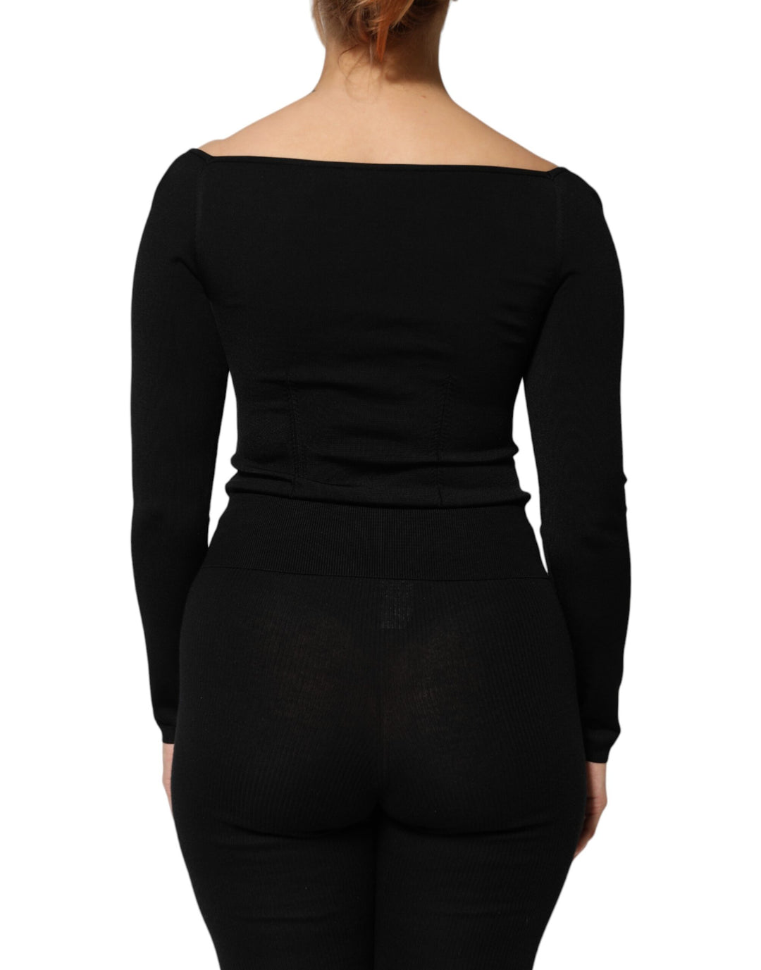 Dolce &amp; Gabbana Black Viscose Long Sleeve Pullover Blouse Top