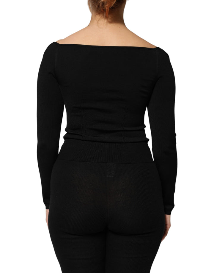 Dolce &amp; Gabbana Black Viscose Long Sleeve Pullover Blouse Top