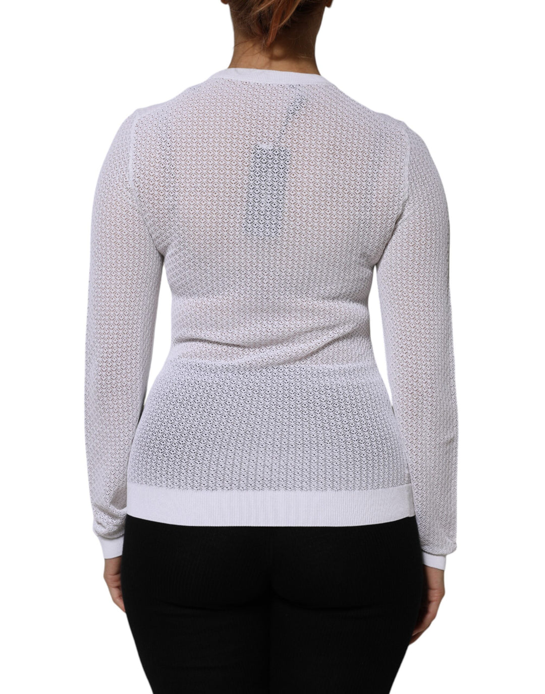 Dolce & Gabbana White Round Neck Long Sleeves Pullover Top