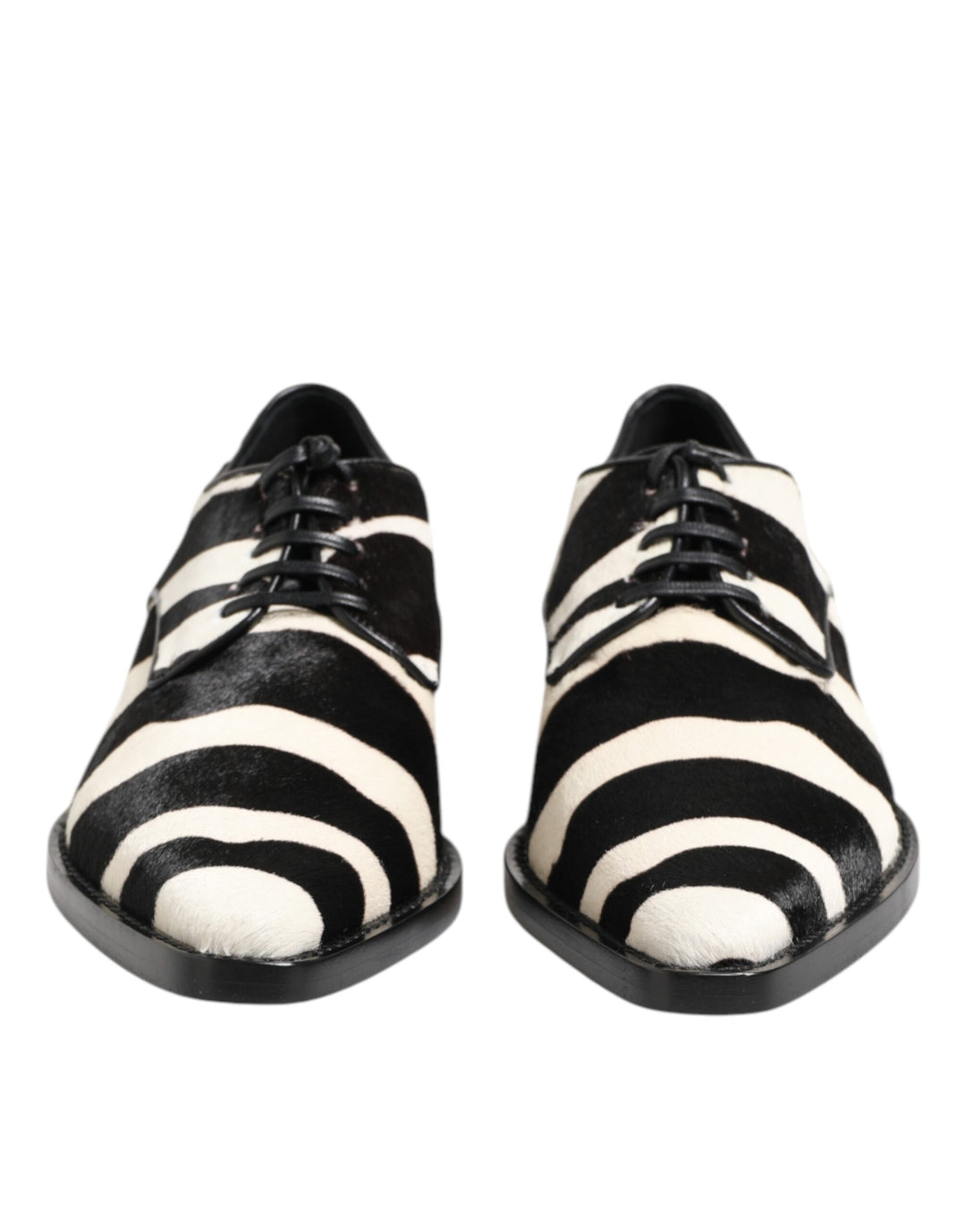 Dolce &amp; Gabbana Black White Zebra Pony Fur Dress Shoes