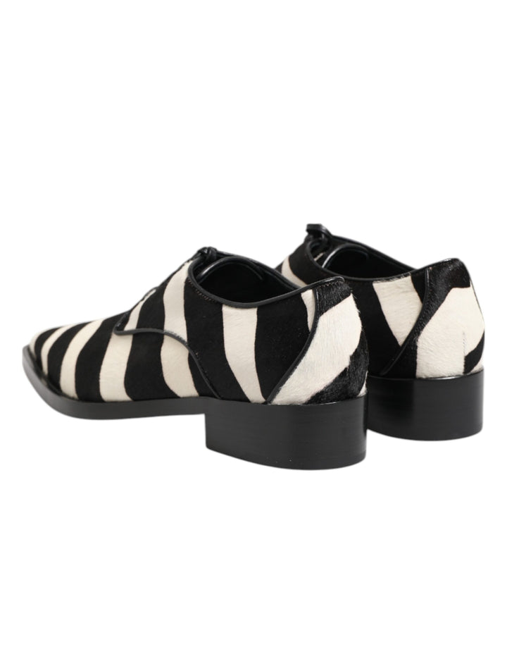 Dolce &amp; Gabbana Black White Zebra Pony Fur Dress Shoes