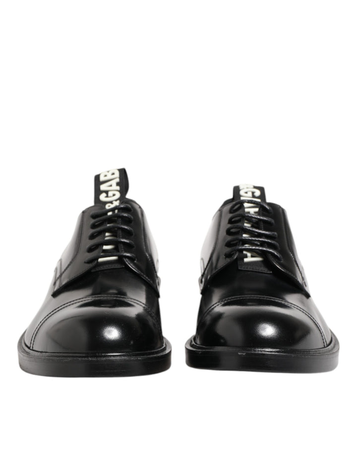 Dolce &amp; Gabbana Black Leather Dress Lace Up Men Formal Shoes