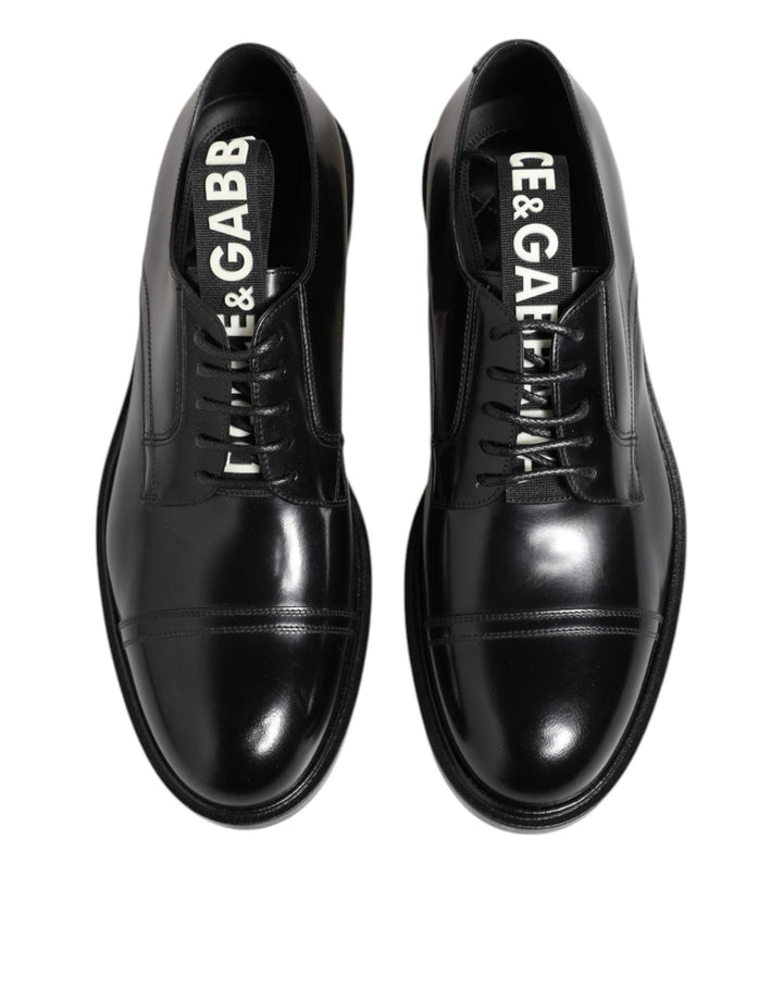 Dolce &amp; Gabbana Black Leather Dress Lace Up Men Formal Shoes