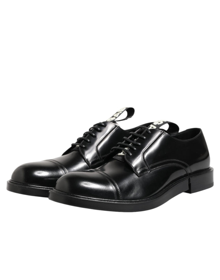 Dolce &amp; Gabbana Black Leather Dress Lace Up Men Formal Shoes