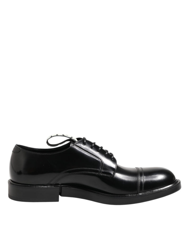 Dolce &amp; Gabbana Black Leather Dress Lace Up Men Formal Shoes