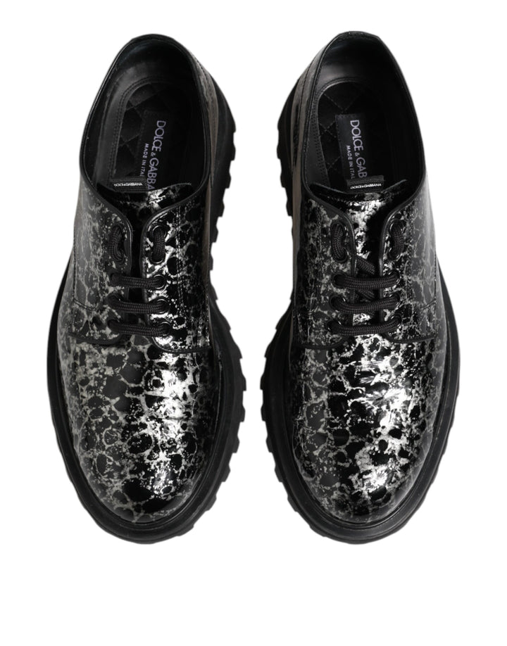 Dolce &amp; Gabbana Black White Calfskin Chunky Derby Shoes