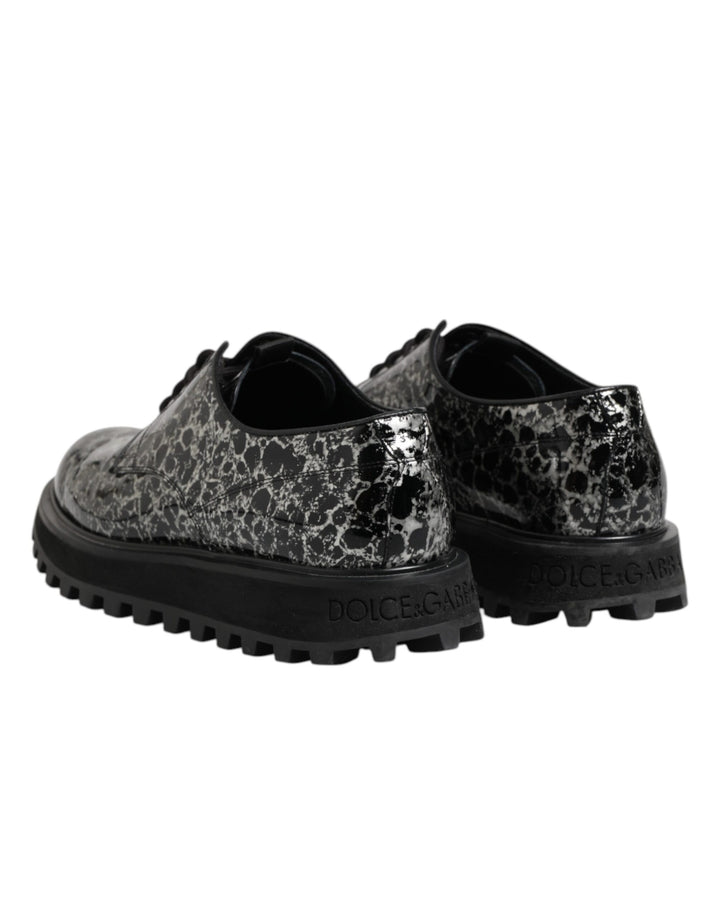 Dolce &amp; Gabbana Black White Calfskin Chunky Derby Shoes