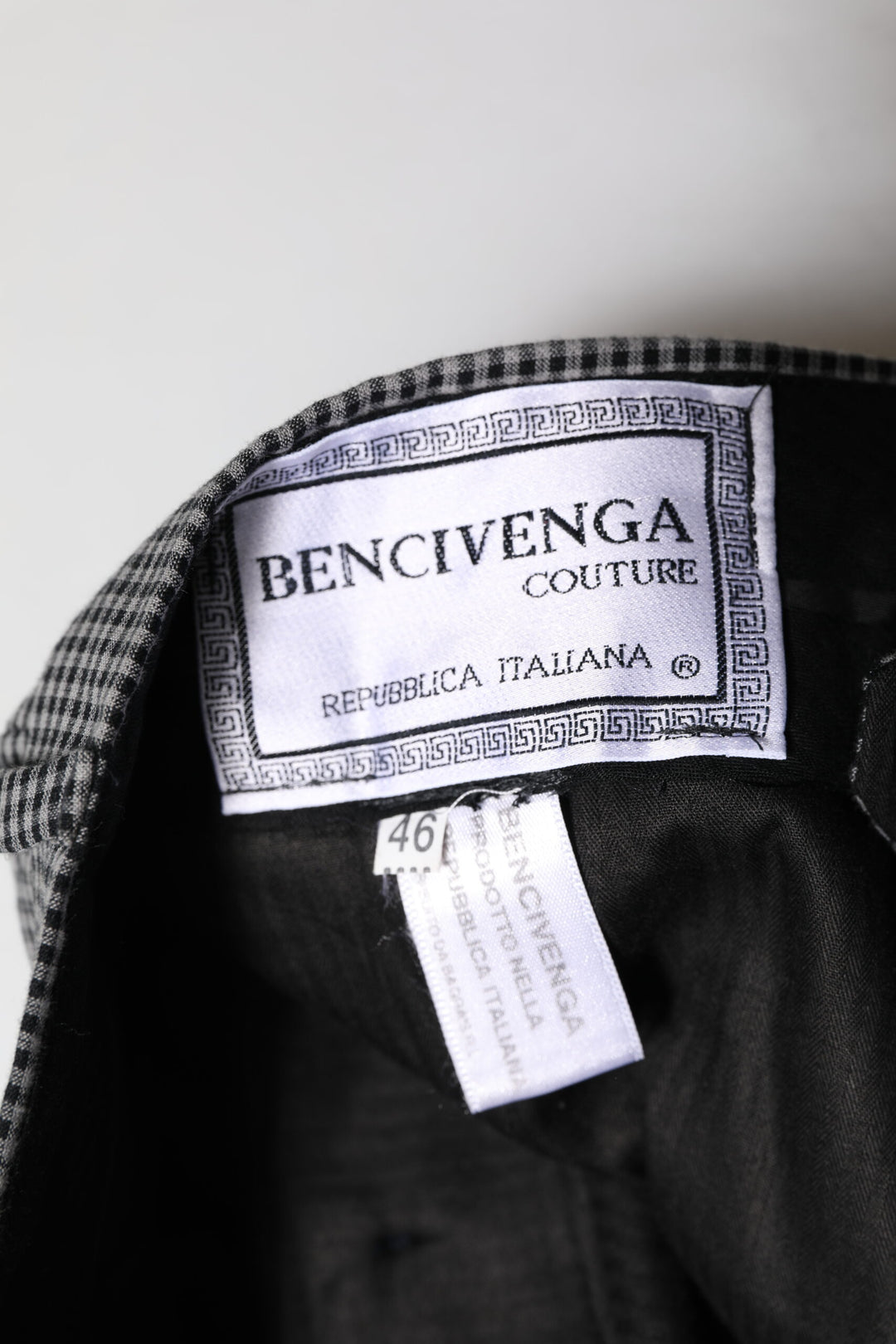 BENCIVENGA Black White Checkered Tapered Dress Pants