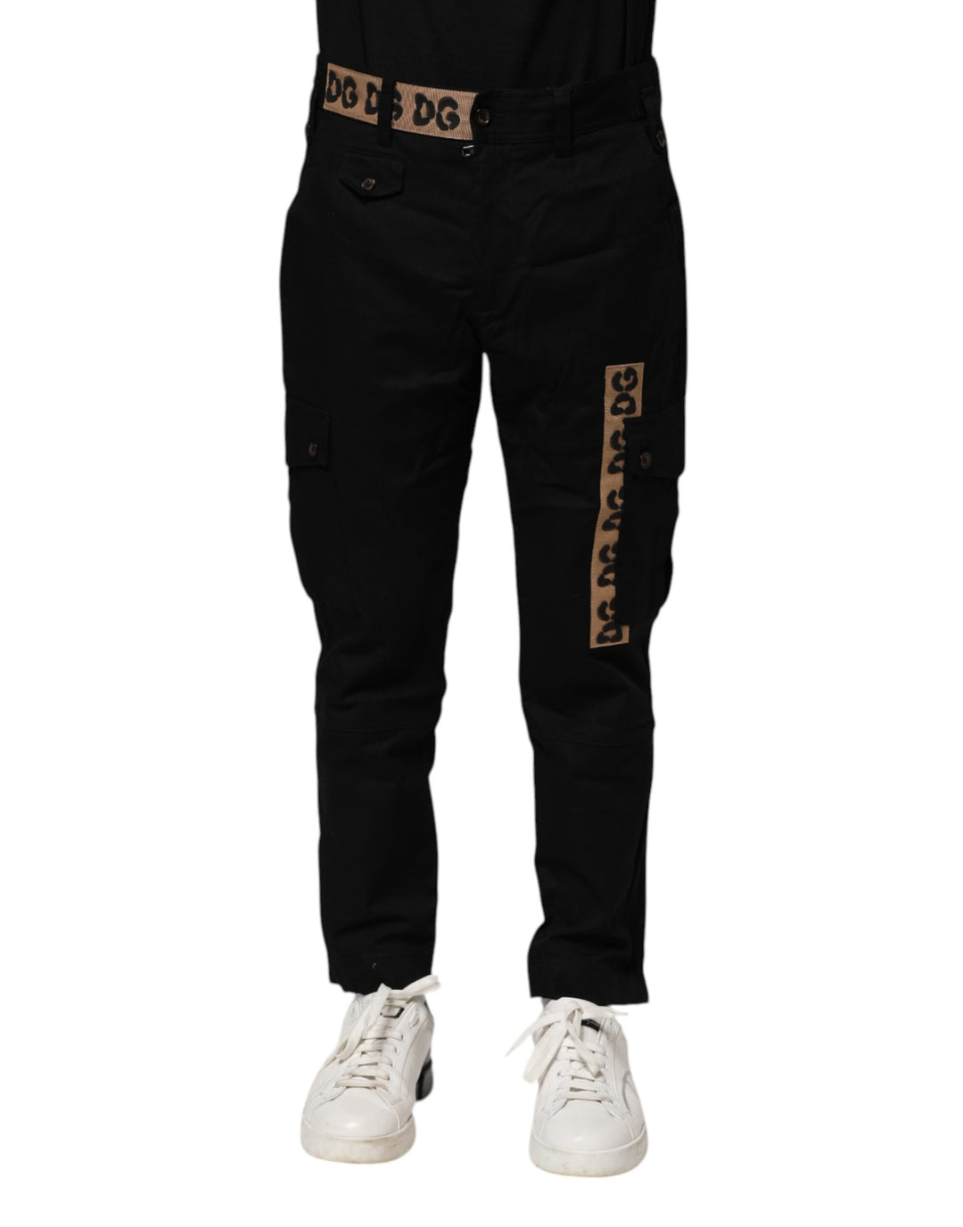 Dolce &amp; Gabbana Black Cotton Cargo Casual Pants