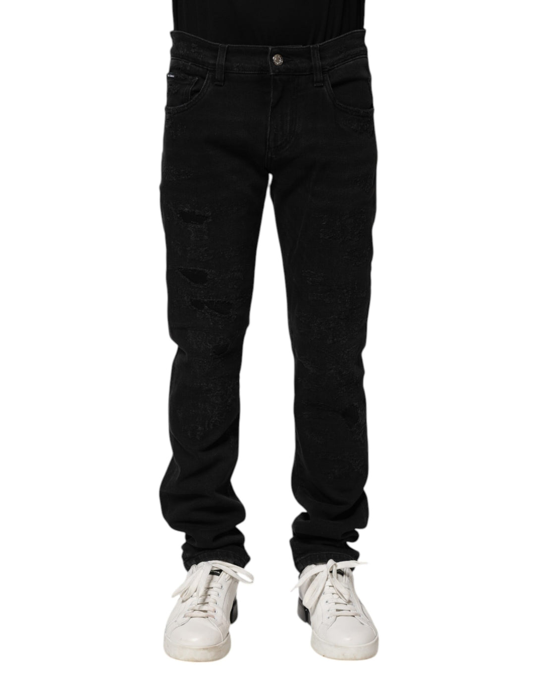 Dolce &amp; Gabbana Black Cotton Skinny Men Denim Jeans
