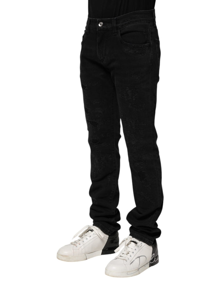 Dolce &amp; Gabbana Black Cotton Skinny Men Denim Jeans
