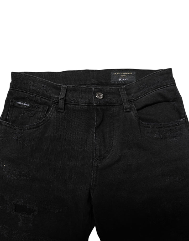Dolce &amp; Gabbana Black Cotton Skinny Men Denim Jeans