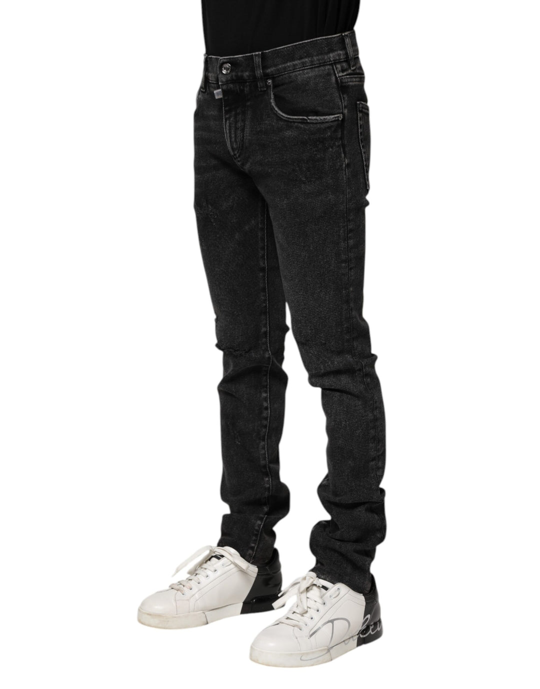 Dolce &amp; Gabbana Black Cotton Skinny Men Denim Jeans