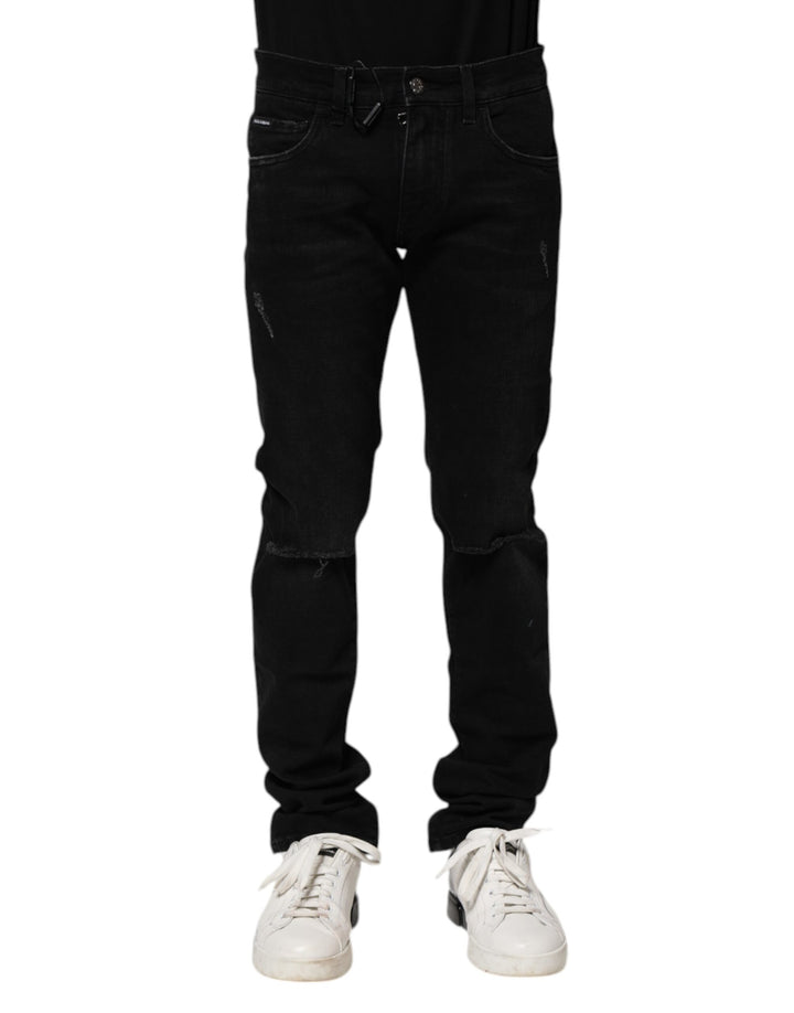Dolce &amp; Gabbana Black Cotton Skinny Men Denim Jeans
