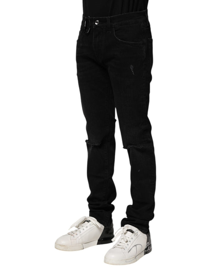 Dolce &amp; Gabbana Black Cotton Skinny Men Denim Jeans