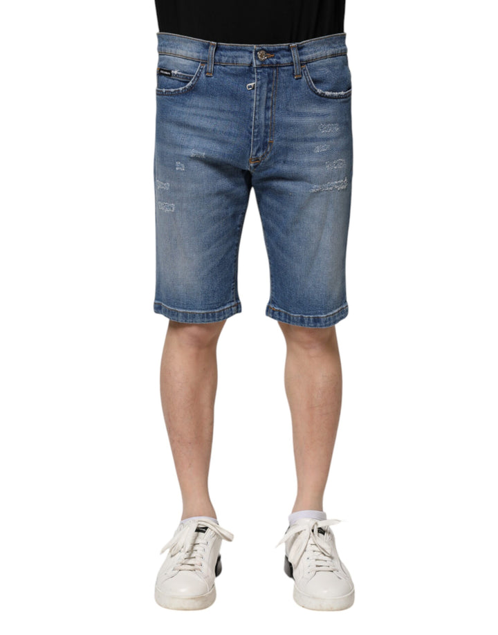 Dolce &amp; Gabbana Blue Cotton Stretch Men Denim Bermuda Shorts