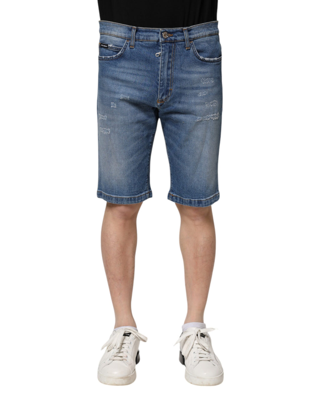 Dolce &amp; Gabbana Blue Cotton Stretch Men Denim Bermuda Shorts