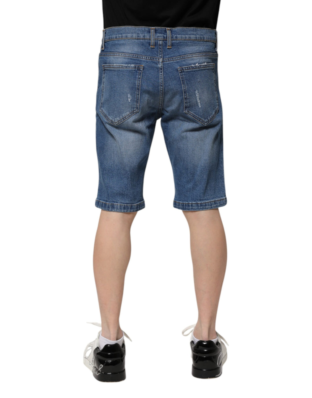 Dolce &amp; Gabbana Blue Cotton Stretch Men Denim Bermuda Shorts