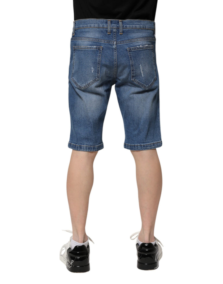 Dolce &amp; Gabbana Blue Cotton Stretch Men Denim Bermuda Shorts