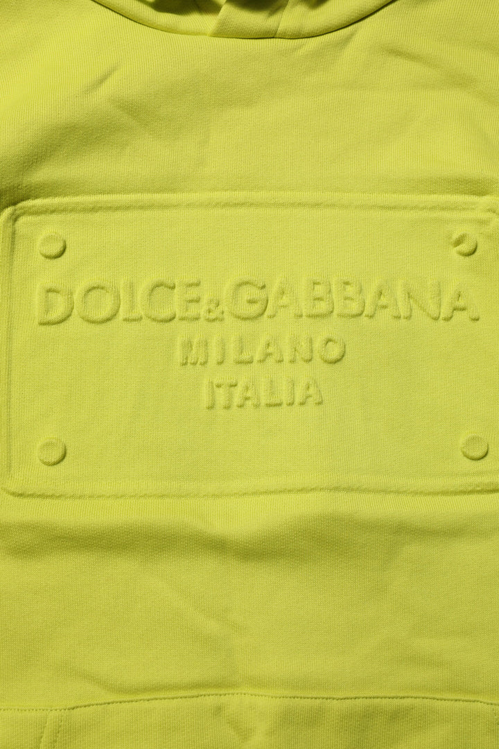 Dolce &amp; Gabbana Green Cotton Hooded Logo Sweatshirt Sweater