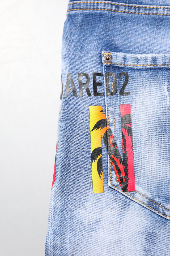 Dsquared² Blue Washed Cotton Mid Waist Skinny Denim Jeans
