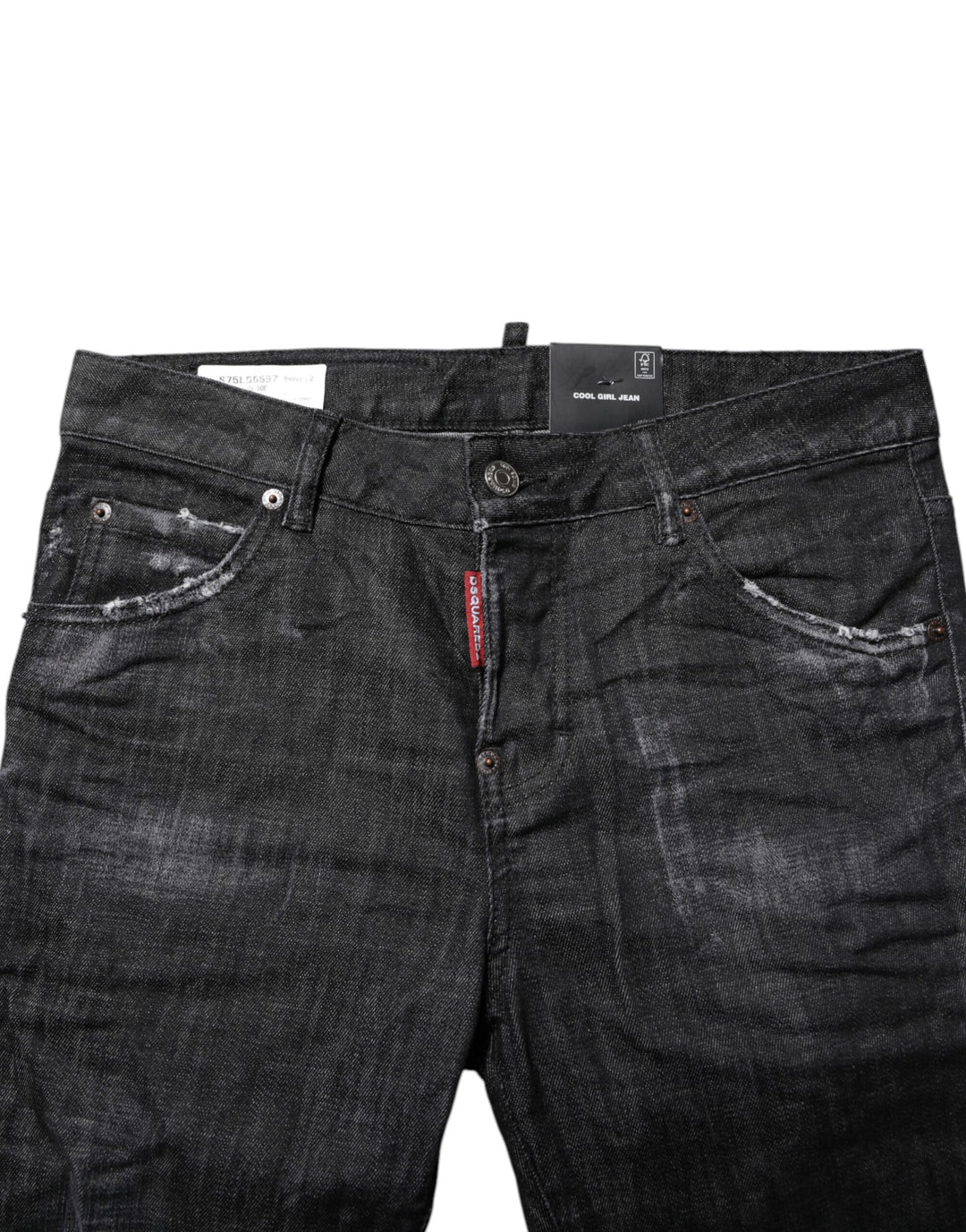 Dsquared² Black Washed Cotton Mid Waist Skinny Jeans