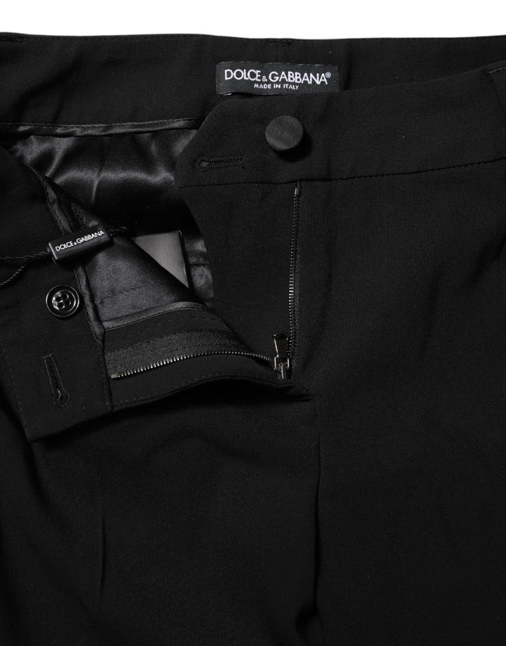 Dolce &amp; Gabbana Black Wool Mid Waisted Tapered Dress Pants