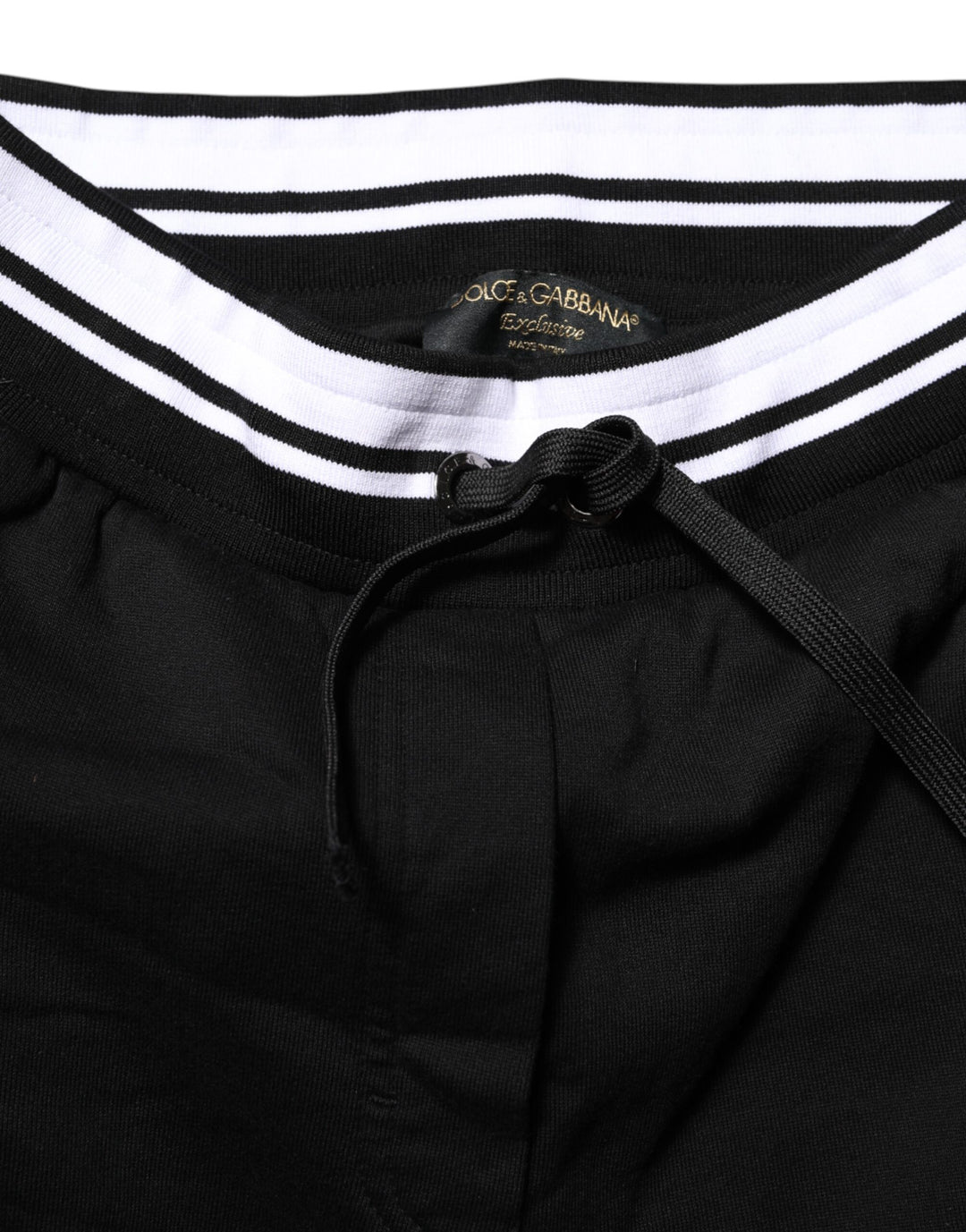 Dolce &amp; Gabbana Black Cotton Mid Waist Jogger Pants