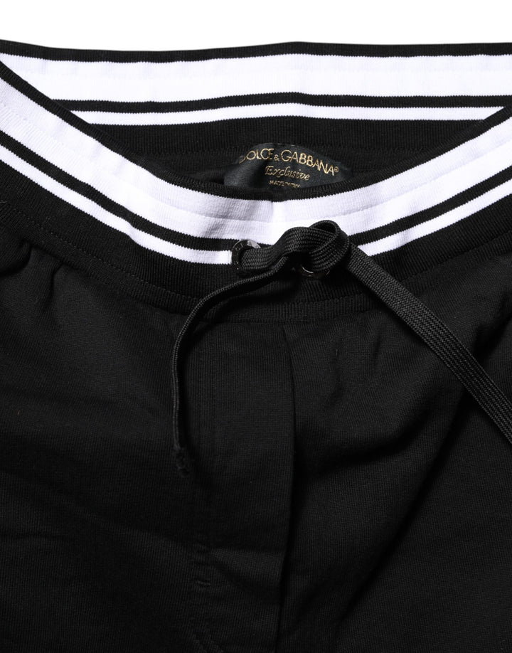Dolce &amp; Gabbana Black Cotton Mid Waist Jogger Pants