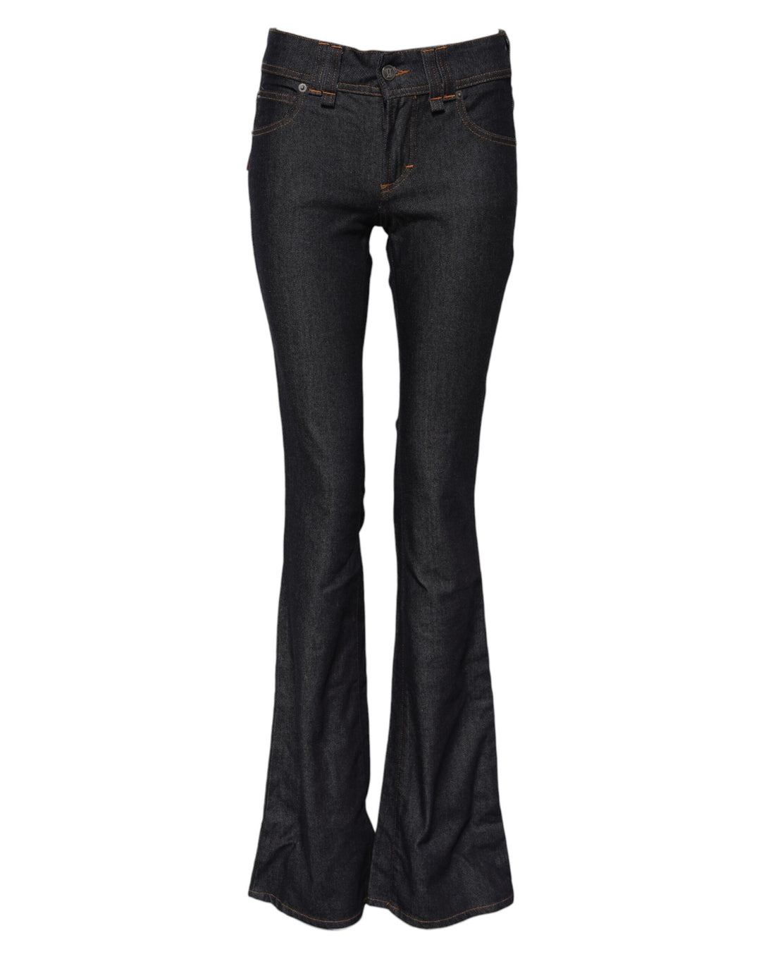 John Galliano Blue Mid Waist Cotton Wide Leg Denim Jeans