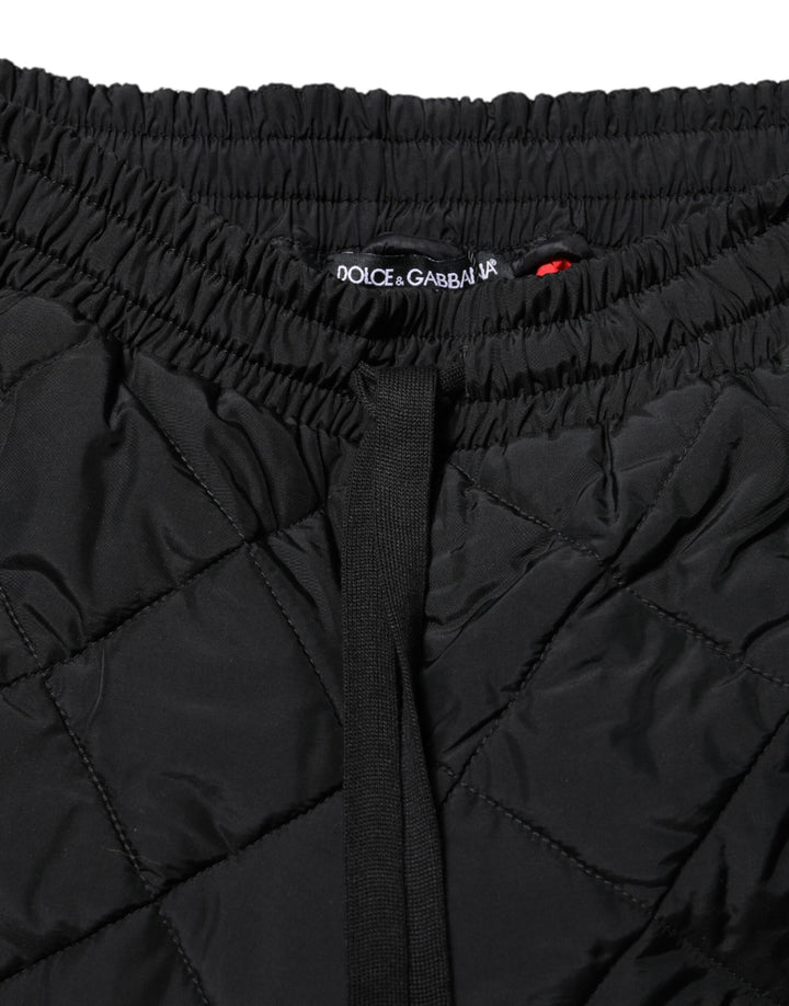 Dolce &amp; Gabbana Black Quilted Mid Waist Jogger Pants