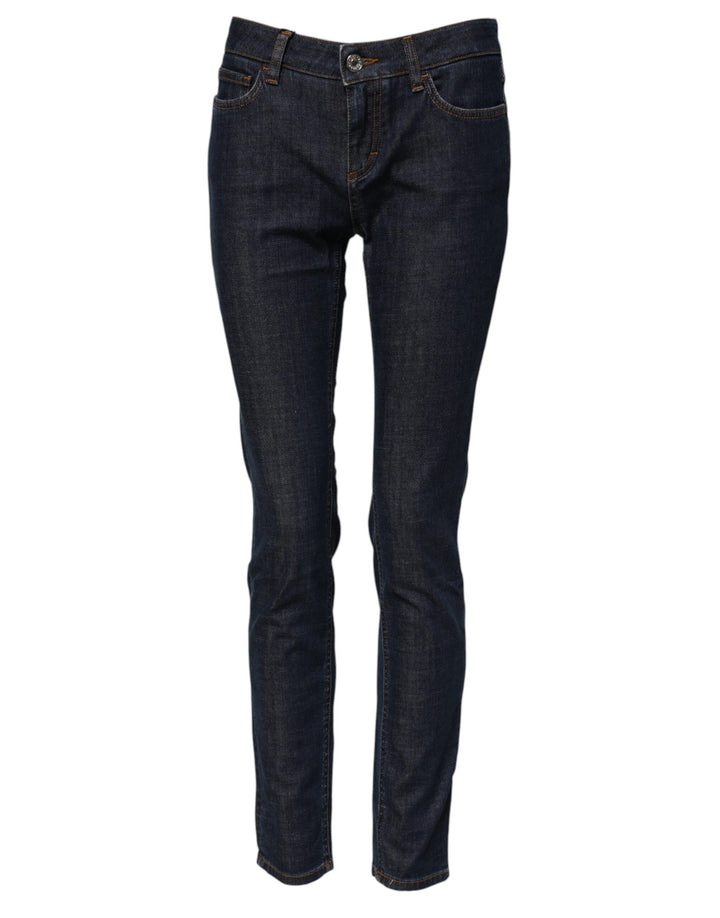 Dolce &amp; Gabbana Blue Skinny Cotton Mid Waisted Denim Jeans