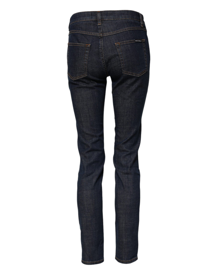 Dolce &amp; Gabbana Blue Skinny Cotton Mid Waisted Denim Jeans