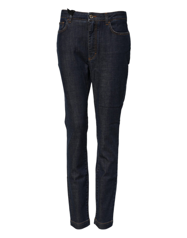 Dolce &amp; Gabbana Blue Queen Patch AUDREY Mid Waist Denim Jeans