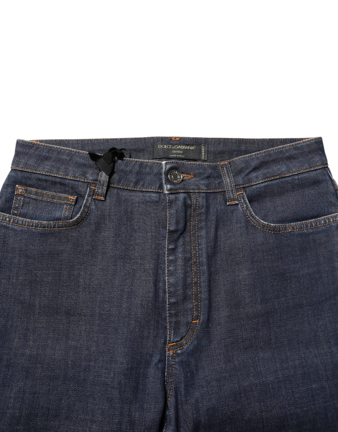 Dolce &amp; Gabbana Blue Queen Patch AUDREY Mid Waist Denim Jeans