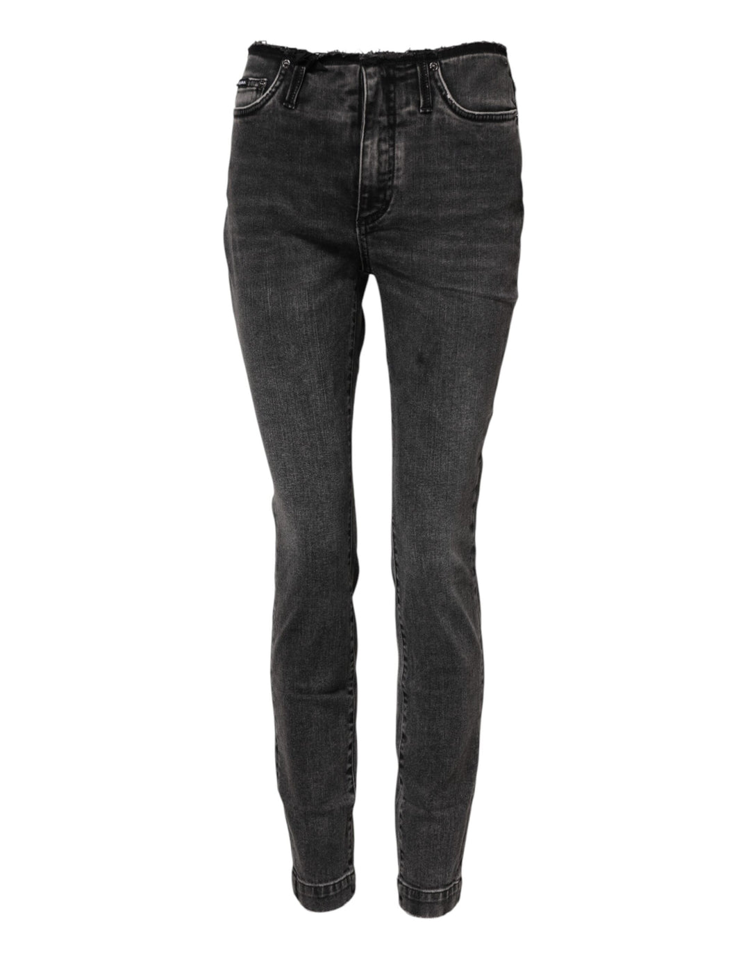 Dolce &amp; Gabbana Gray Skinny Cotton Mid Waisted Denim Jeans