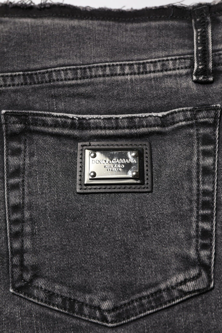 Dolce &amp; Gabbana Gray Skinny Cotton Mid Waisted Denim Jeans