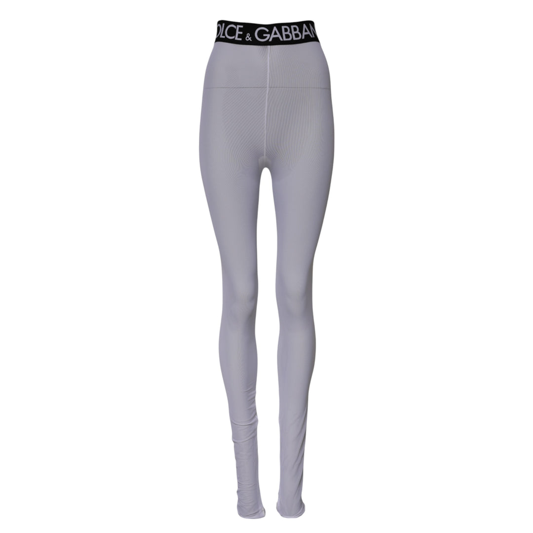 Dolce &amp; Gabbana Gray Nylon DG Logo Mid Waisted Leggings Pants