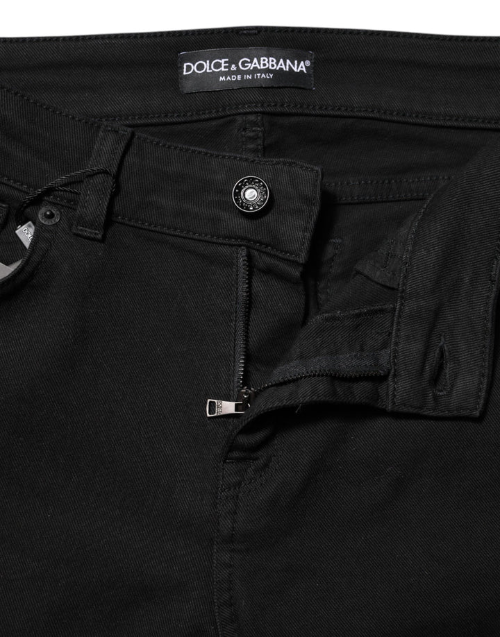Dolce &amp; Gabbana Black Cotton Skinny Mid Waisted Denim Jeans