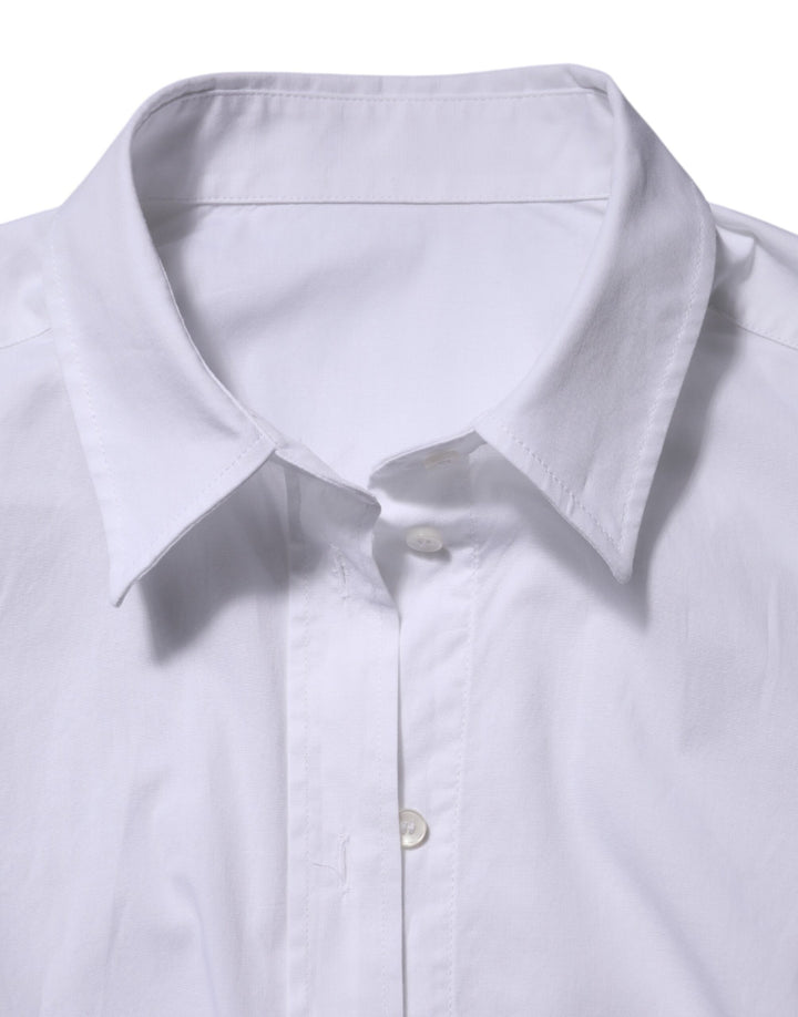 Dolce &amp; Gabbana White Cotton Long Sleeves Collared Top Shirt