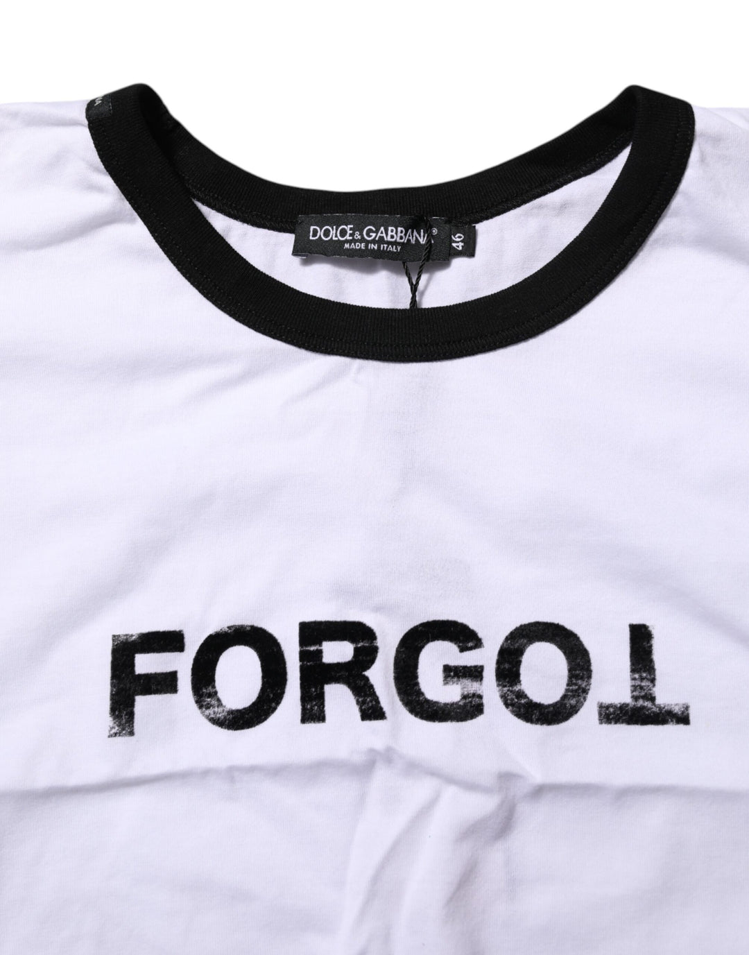 Dolce &amp; Gabbana White Graphic Print Crew Neck Cropped T-shirt