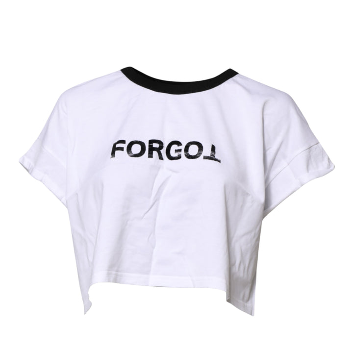 Dolce &amp; Gabbana White Graphic Print Crew Neck Cropped T-shirt
