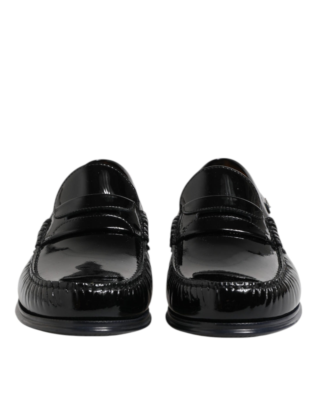 Dolce &amp; Gabbana Black Leather Slip On Loafers Dress Shoes
