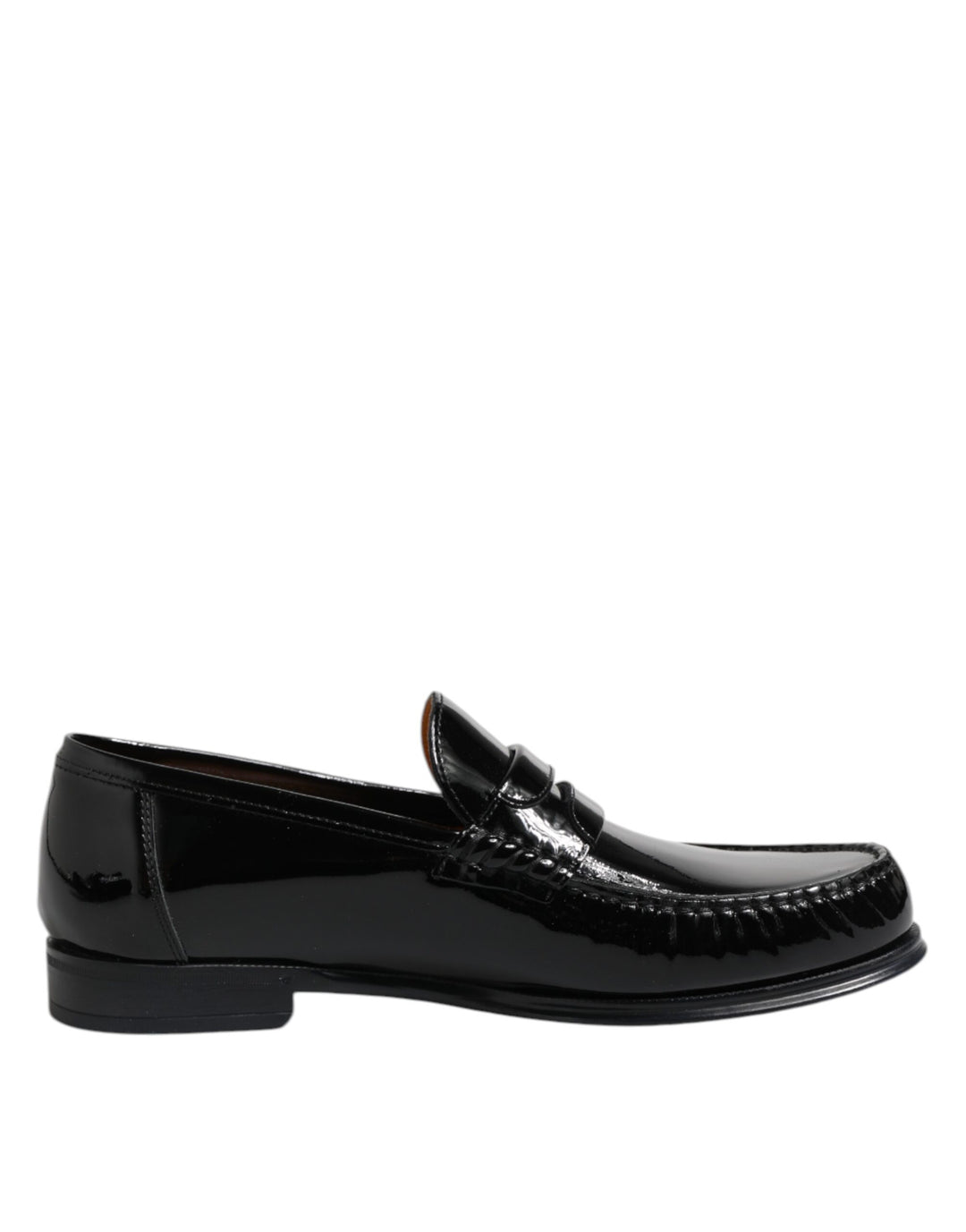 Dolce &amp; Gabbana Black Leather Slip On Loafers Dress Shoes