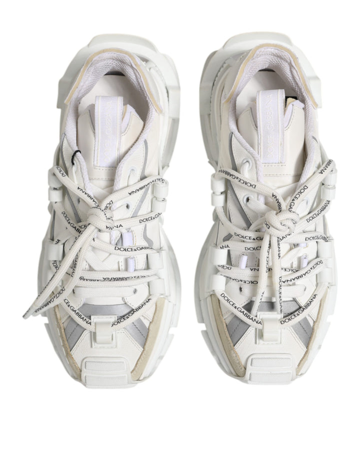 Dolce &amp; Gabbana White Gray Low Top Space Sneakers Shoes